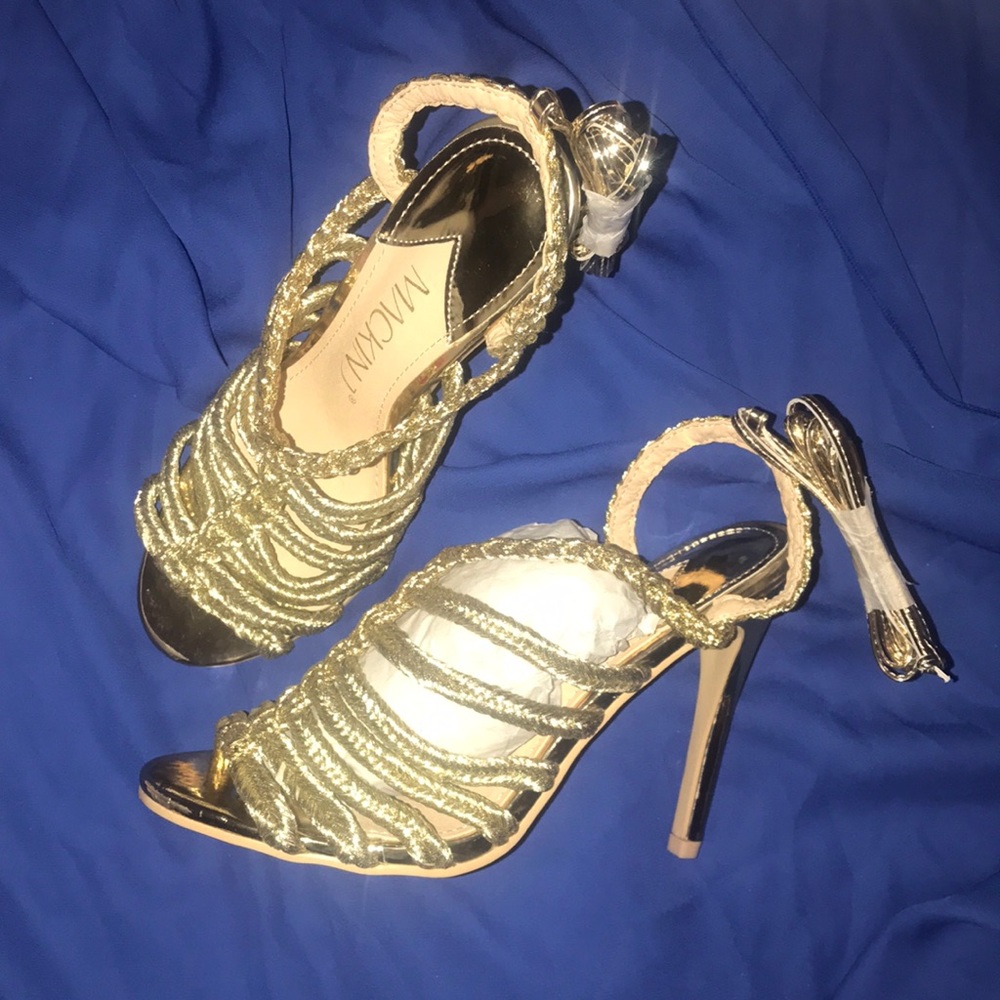 Gold high heels